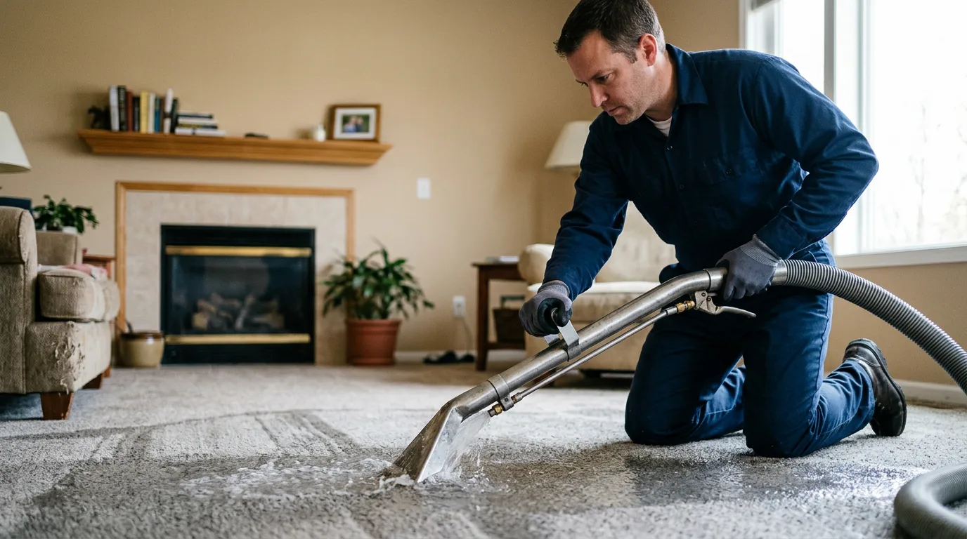 Water damage restoration technician working near Marion, AL